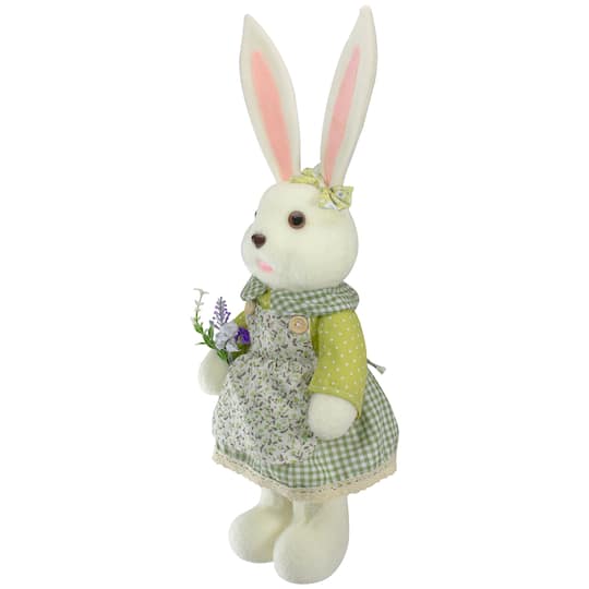 20" White & Green Standing Girl Rabbit Easter Figure